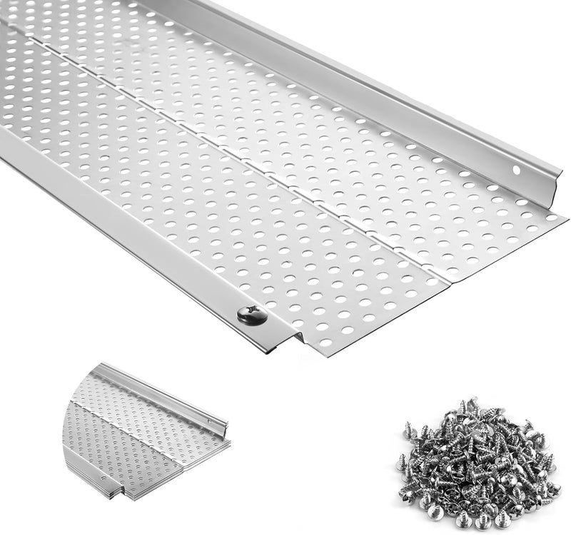 Duckweed 5 inch Gutter Guard, 13 Pack-52ft, Aluminum Rain Gutter Guard, DIY Leaf Filter Gutter Guard Protection Cover, Raptor Mesh Gutter Screen Cleaning Tools for Downspout, Roof, with Screws - Image 1